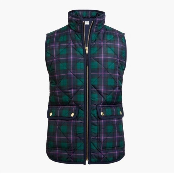 J.Crew Tartan Plaid Quilted Puffer Vest Size XS - Picture 5 of 15